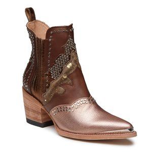 Mezcalero CHIARA ROSE GOLD western cowboy boots booties studded metallic